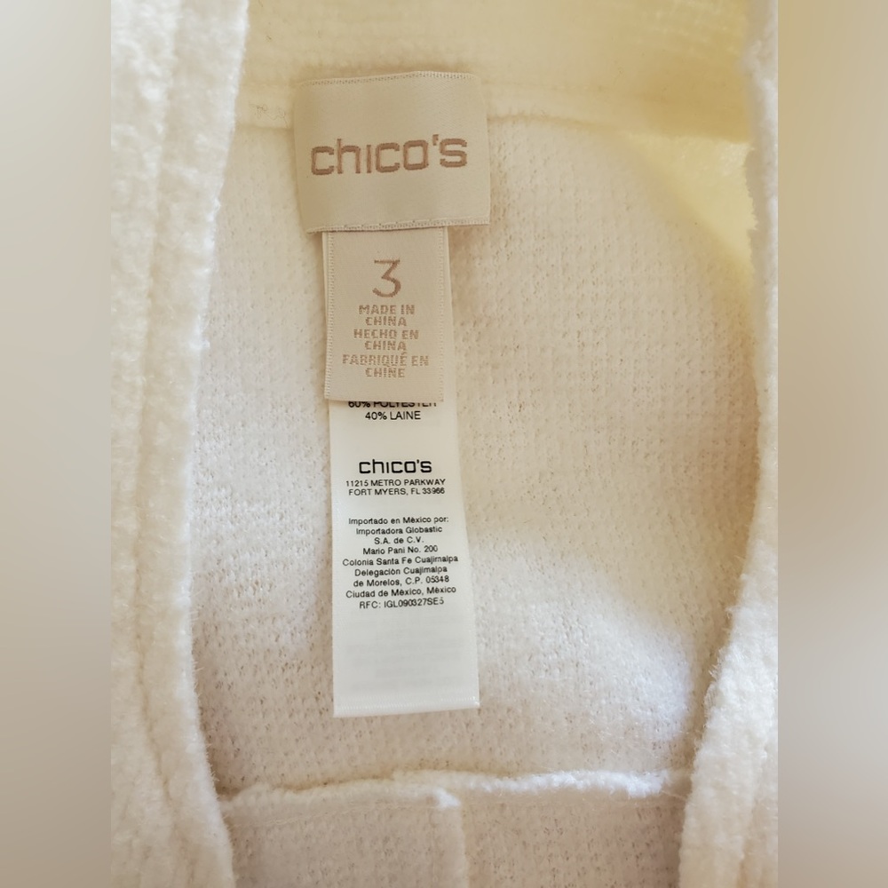 Chico’s Boiled Wool Military Jacket Women’s Size 3 Classic Boho Chic Luxury - Picture 11 of 13